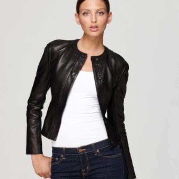 NWT Diane von Furstenberg Maya Black Leather Jacket size 2 - Picture 3 of 12